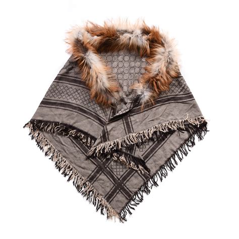 gucci fox fur scarf|Gucci wool silk scarf.